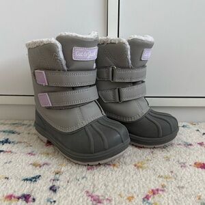 Cat & Jack Fur Lined Velcro Strap Snow Boots, Toddler Girl Size 8